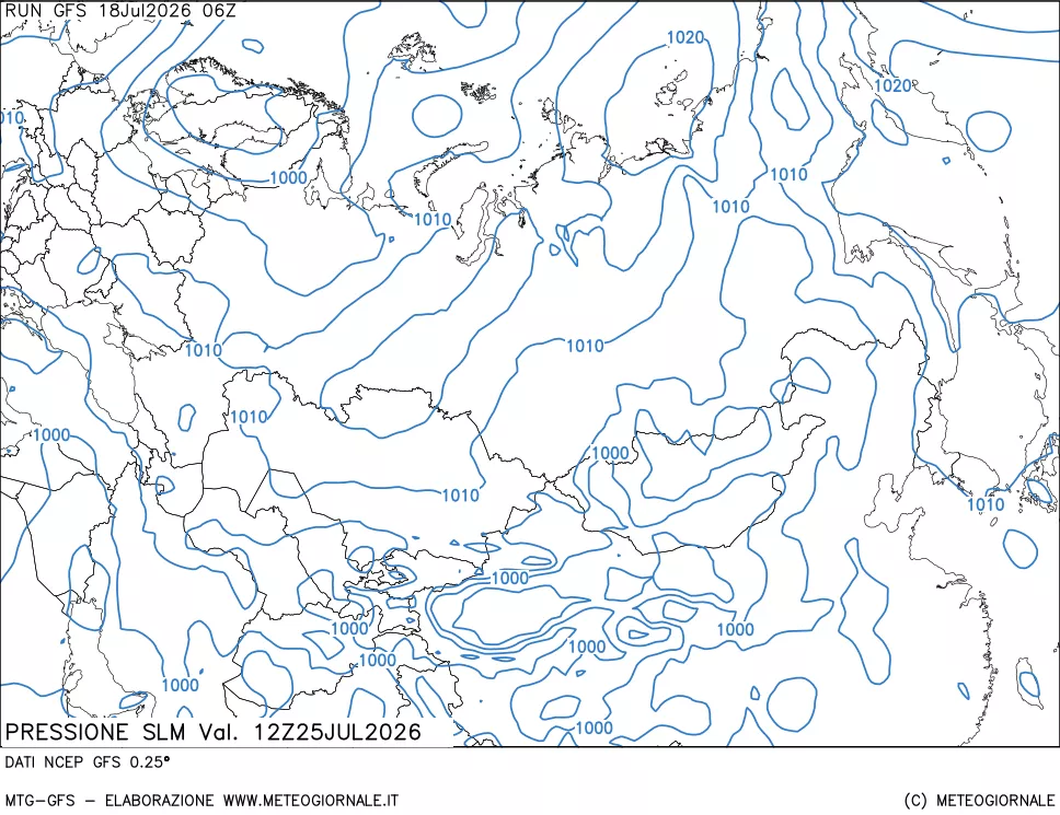 mappa Pressione sul livello del mare
