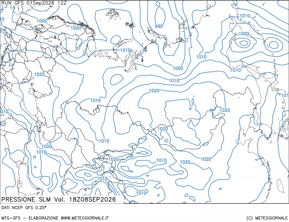 mappa Pressione sul livello del mare