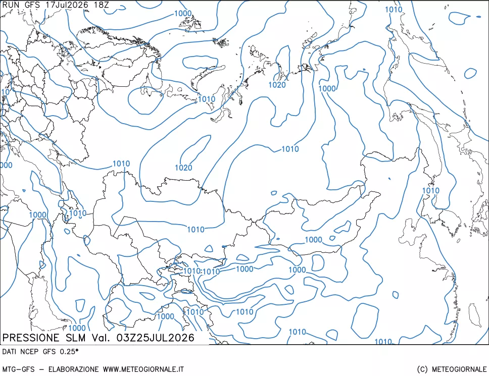 mappa Pressione sul livello del mare