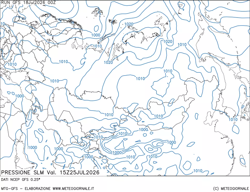mappa Pressione sul livello del mare