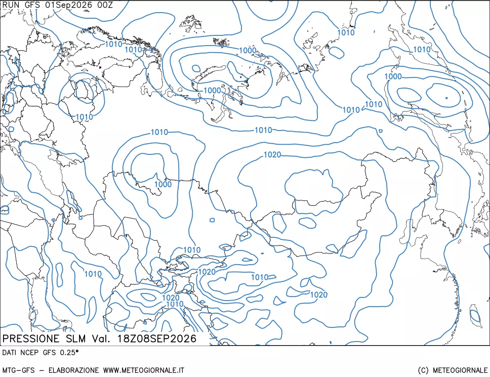 mappa Pressione sul livello del mare