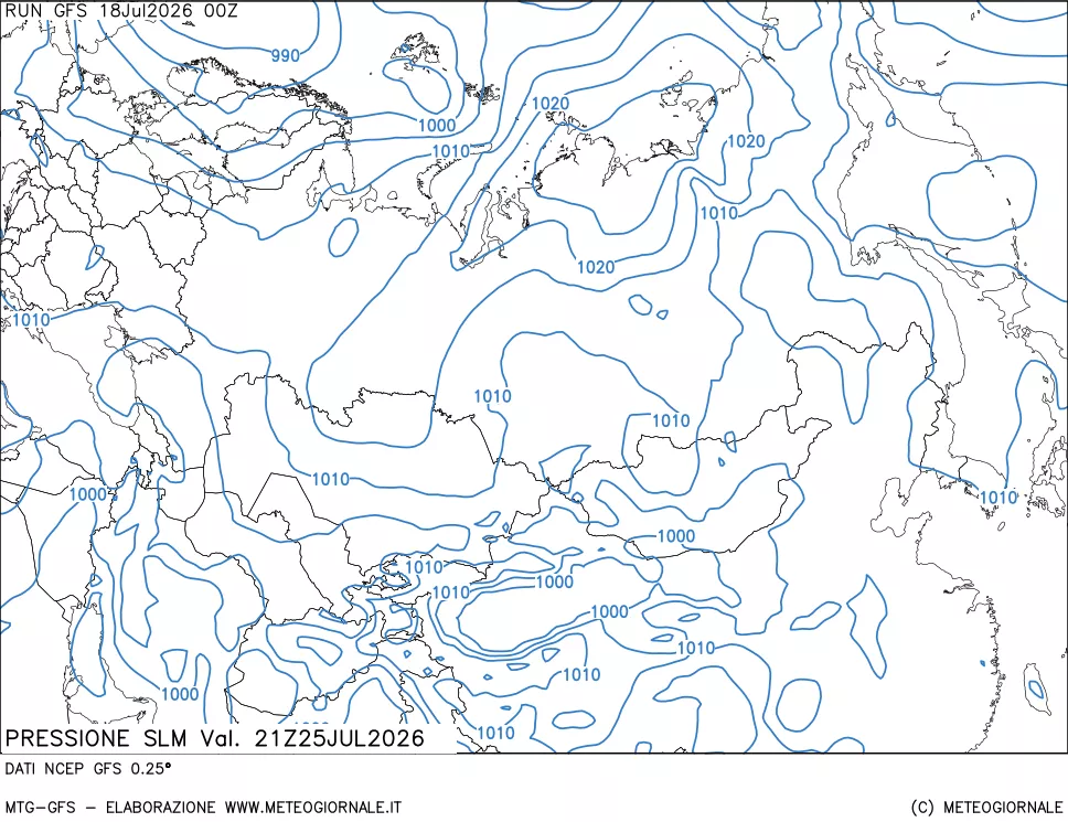 mappa Pressione sul livello del mare