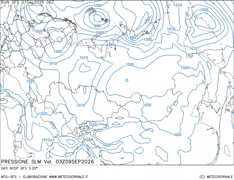 mappa Pressione sul livello del mare