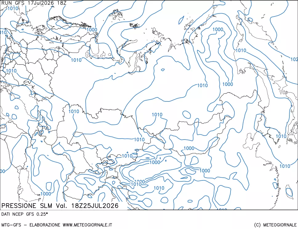 mappa Pressione sul livello del mare