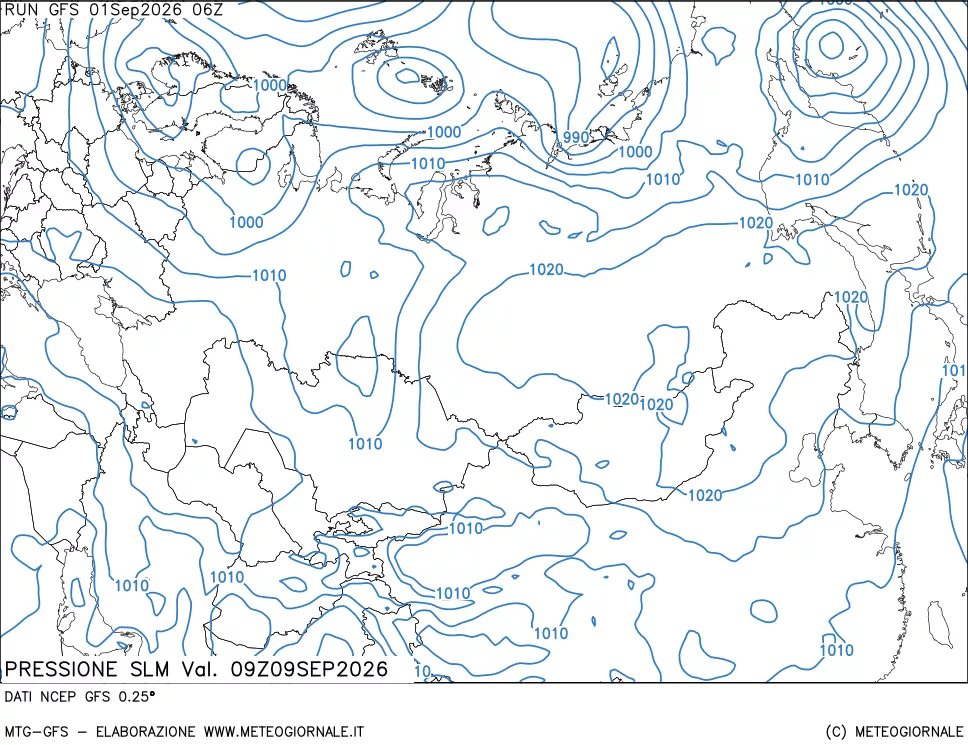 mappa Pressione sul livello del mare