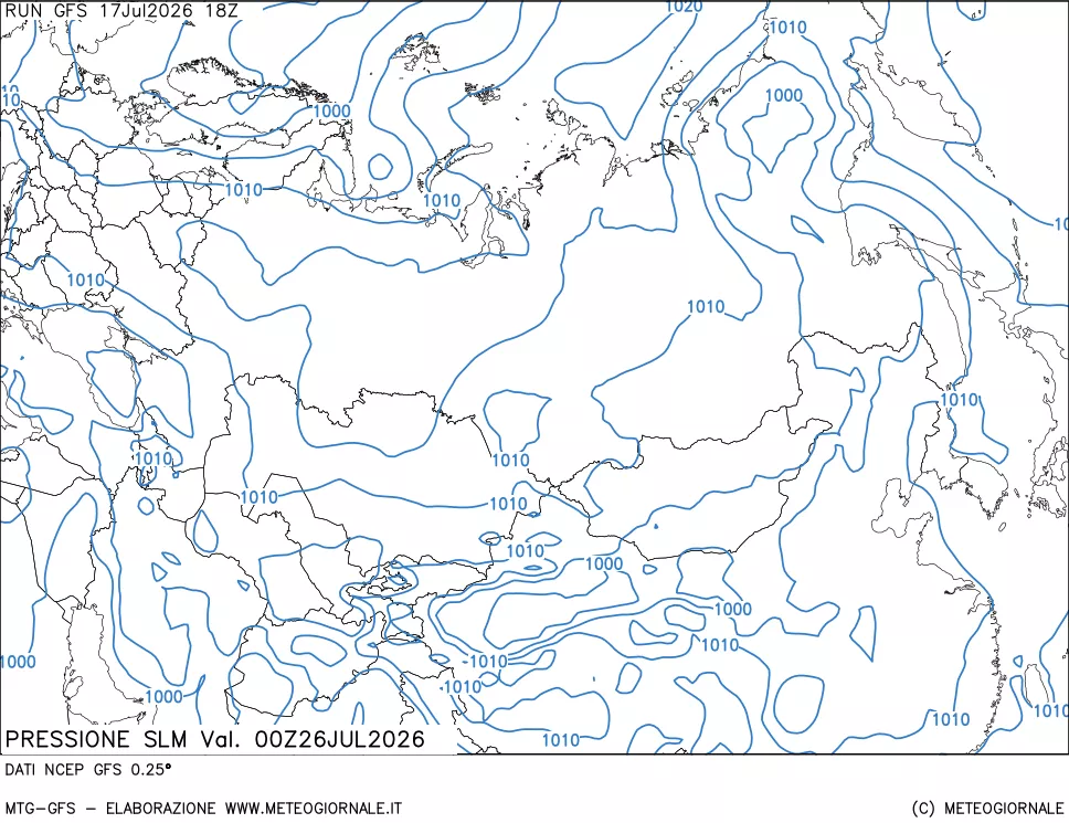 mappa Pressione sul livello del mare