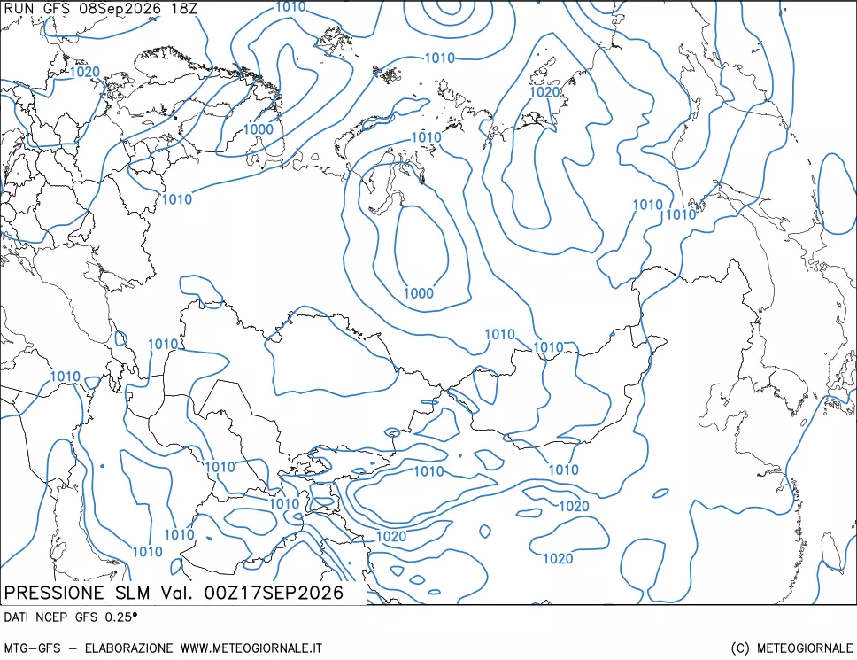 mappa Pressione sul livello del mare