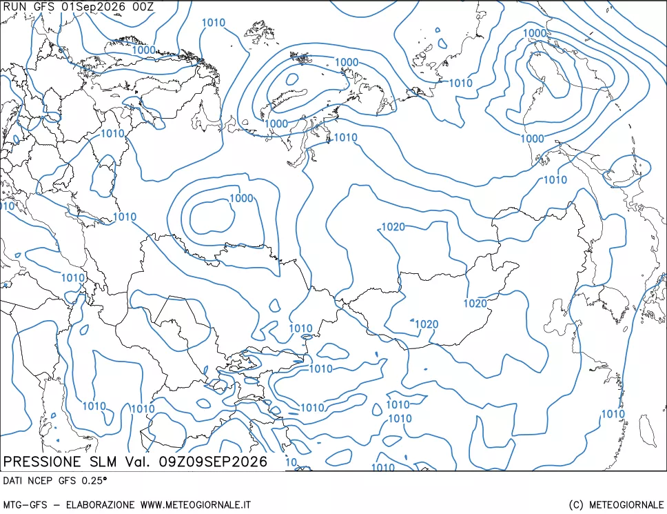 mappa Pressione sul livello del mare