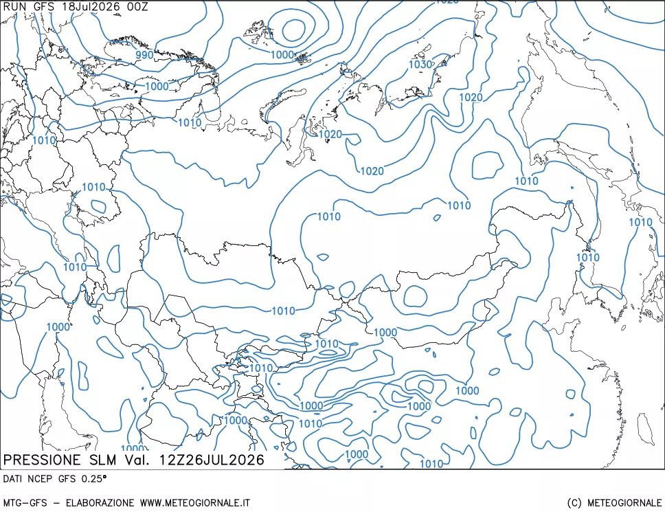 mappa Pressione sul livello del mare