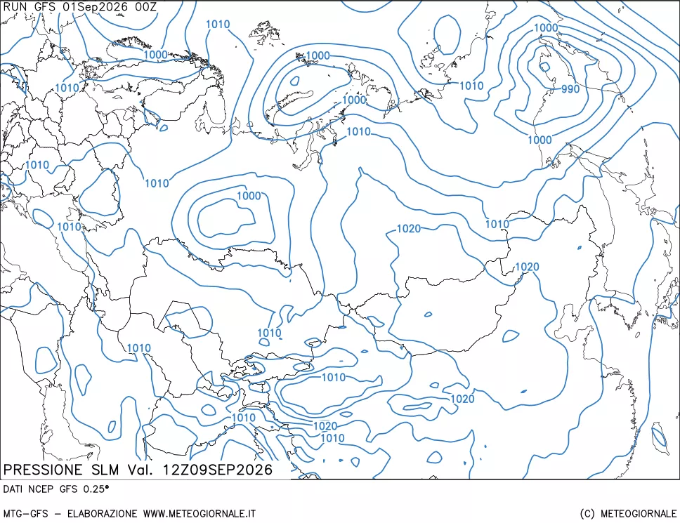 mappa Pressione sul livello del mare