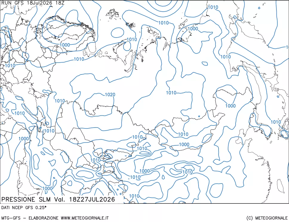 mappa Pressione sul livello del mare