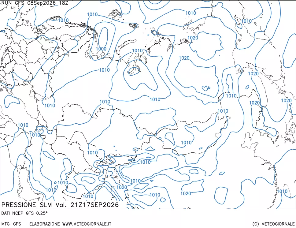 mappa Pressione sul livello del mare