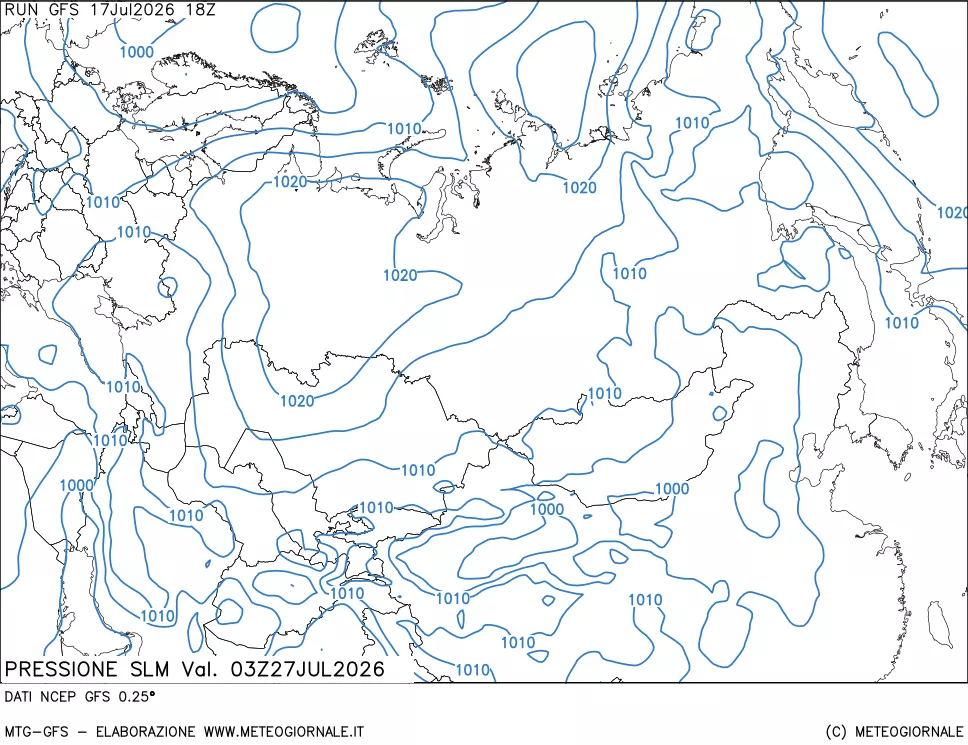 mappa Pressione sul livello del mare