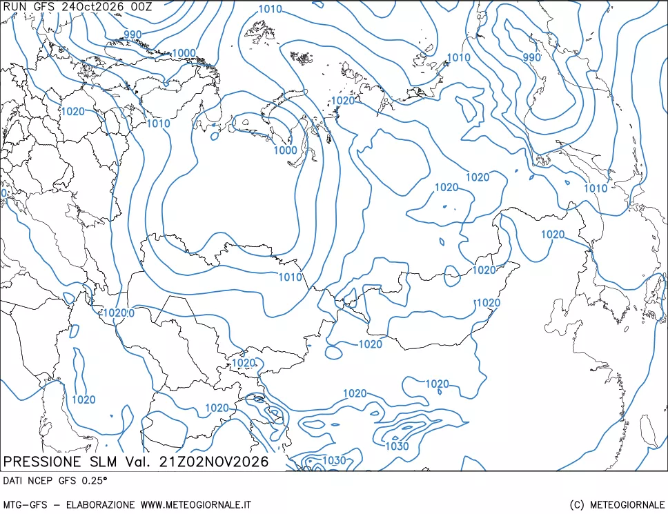 mappa Pressione sul livello del mare