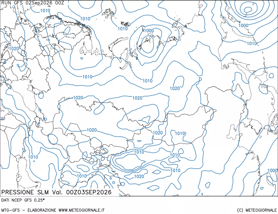 mappa Pressione sul livello del mare