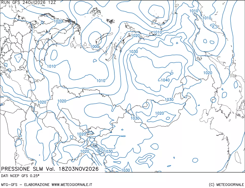 mappa Pressione sul livello del mare