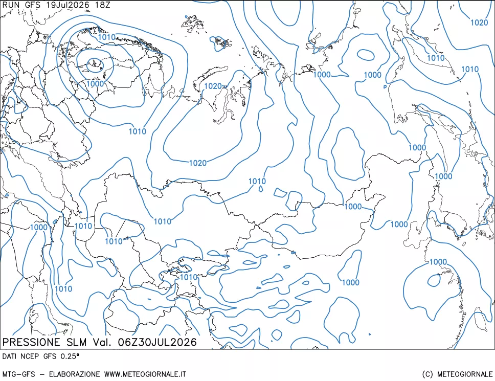 mappa Pressione sul livello del mare