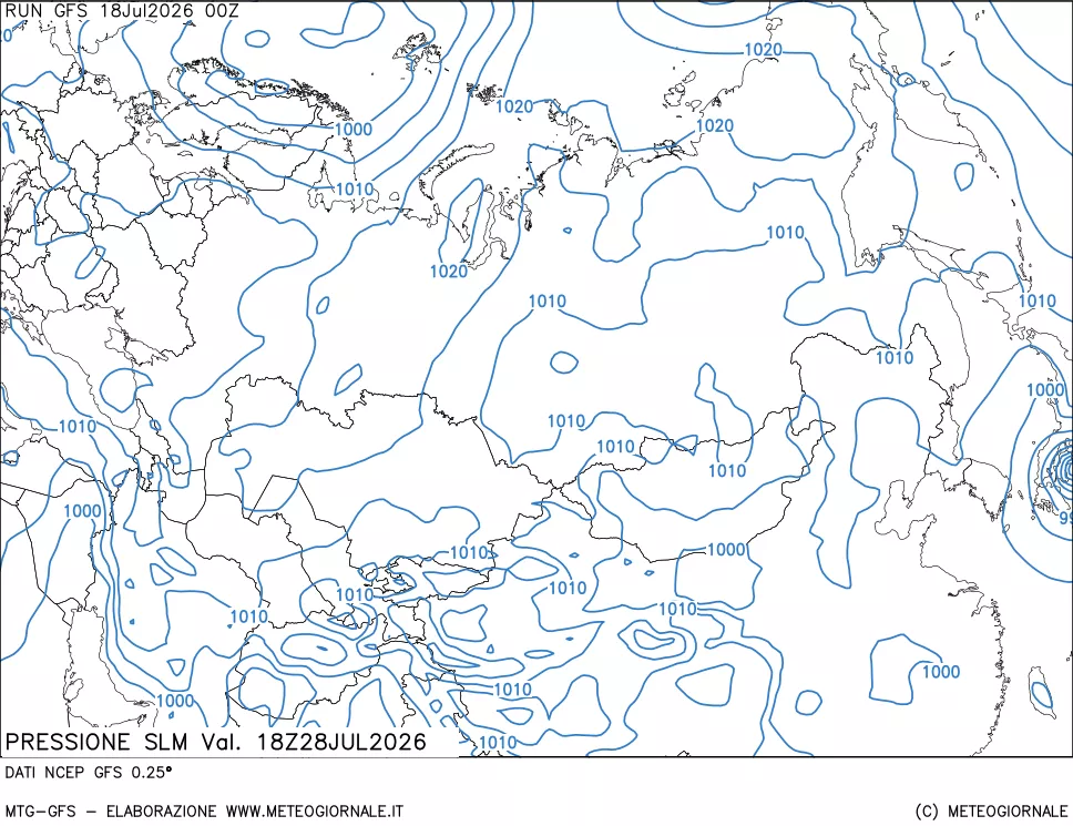 mappa Pressione sul livello del mare