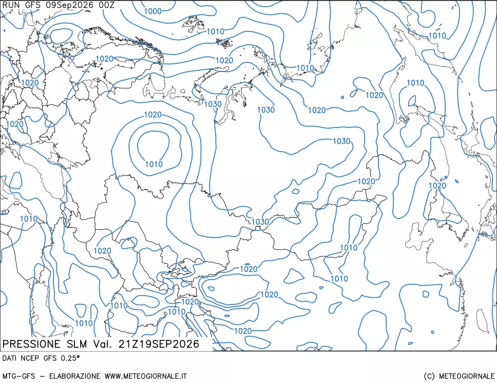 mappa Pressione sul livello del mare