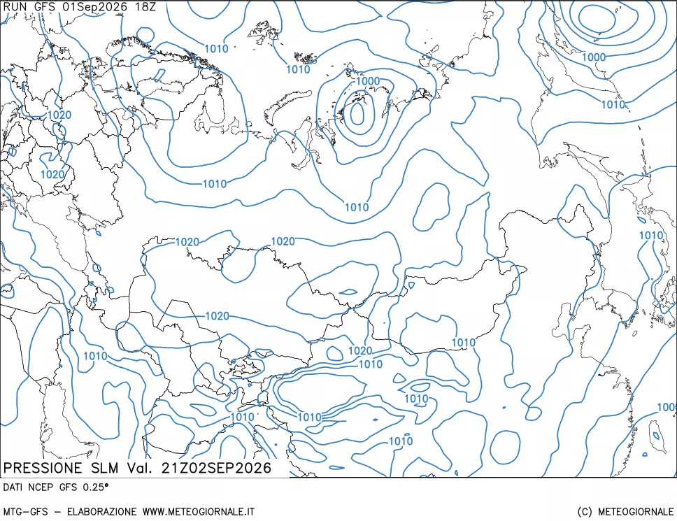 mappa Pressione sul livello del mare