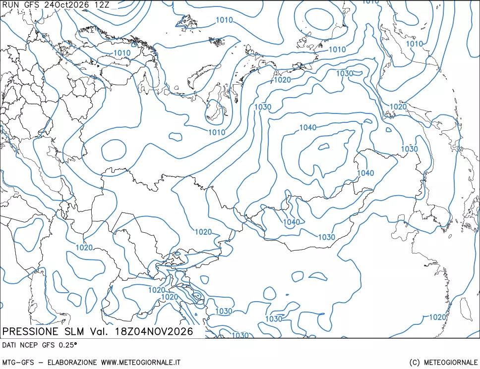 mappa Pressione sul livello del mare