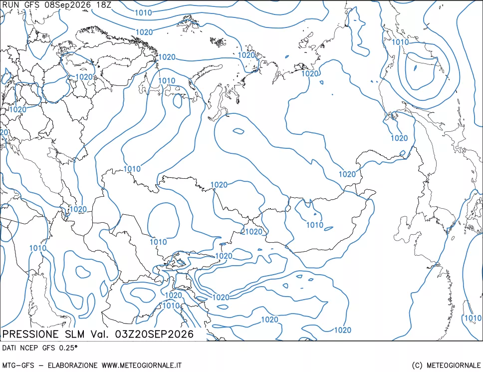 mappa Pressione sul livello del mare
