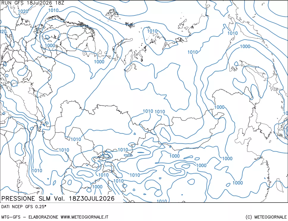 mappa Pressione sul livello del mare