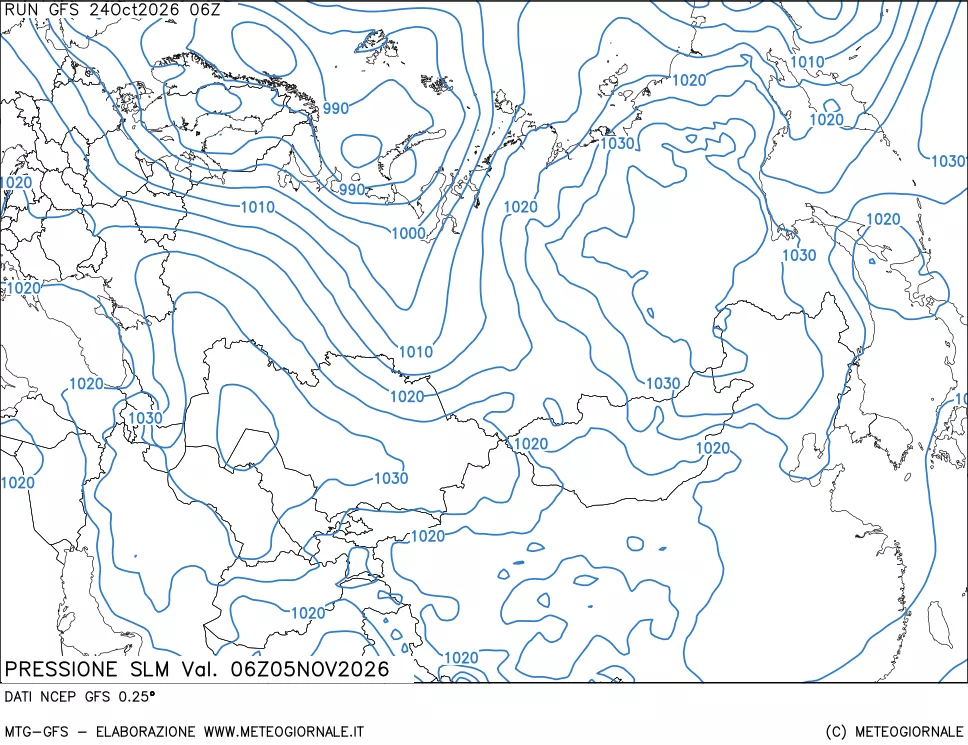 mappa Pressione sul livello del mare