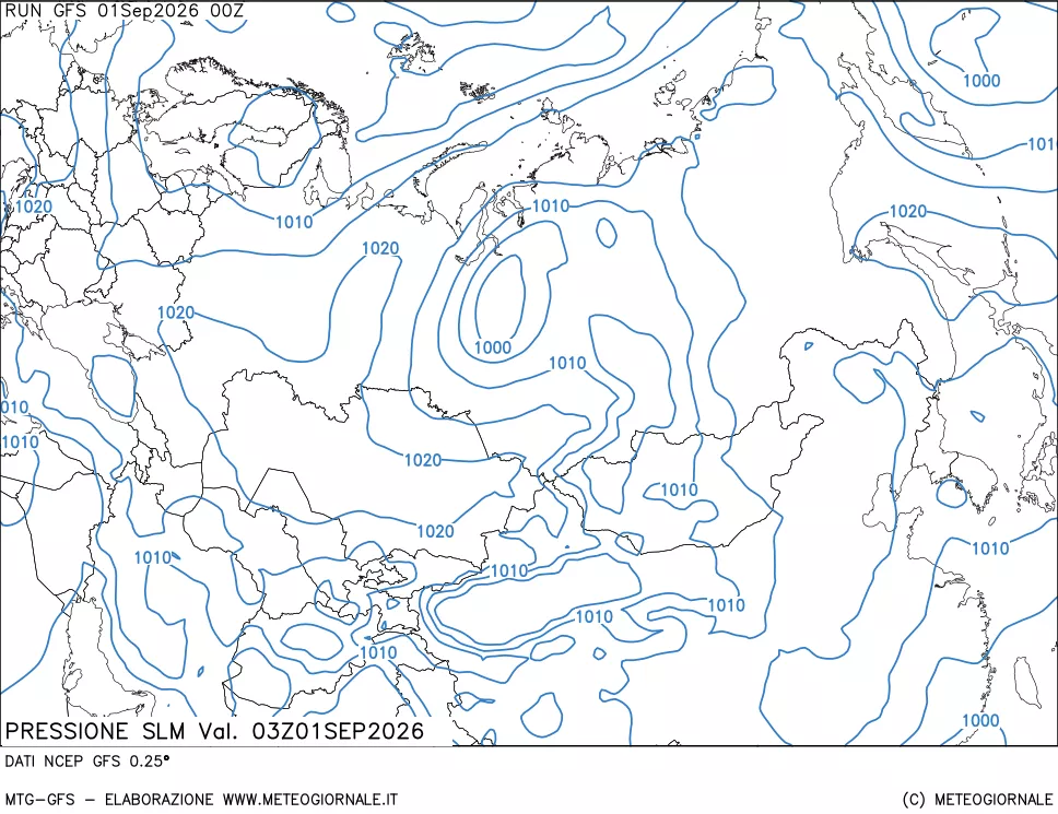 mappa Pressione sul livello del mare