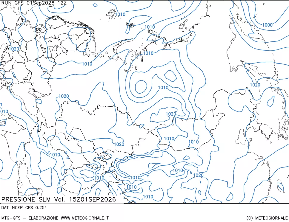 mappa Pressione sul livello del mare