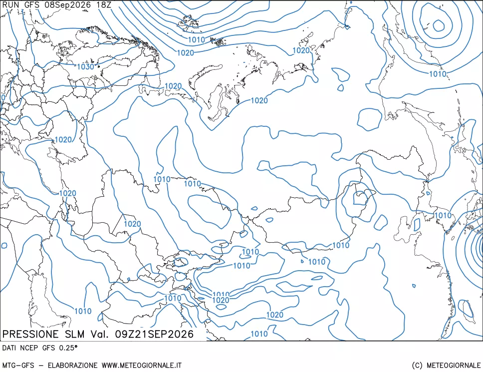 mappa Pressione sul livello del mare