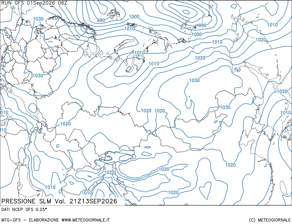 mappa Pressione sul livello del mare