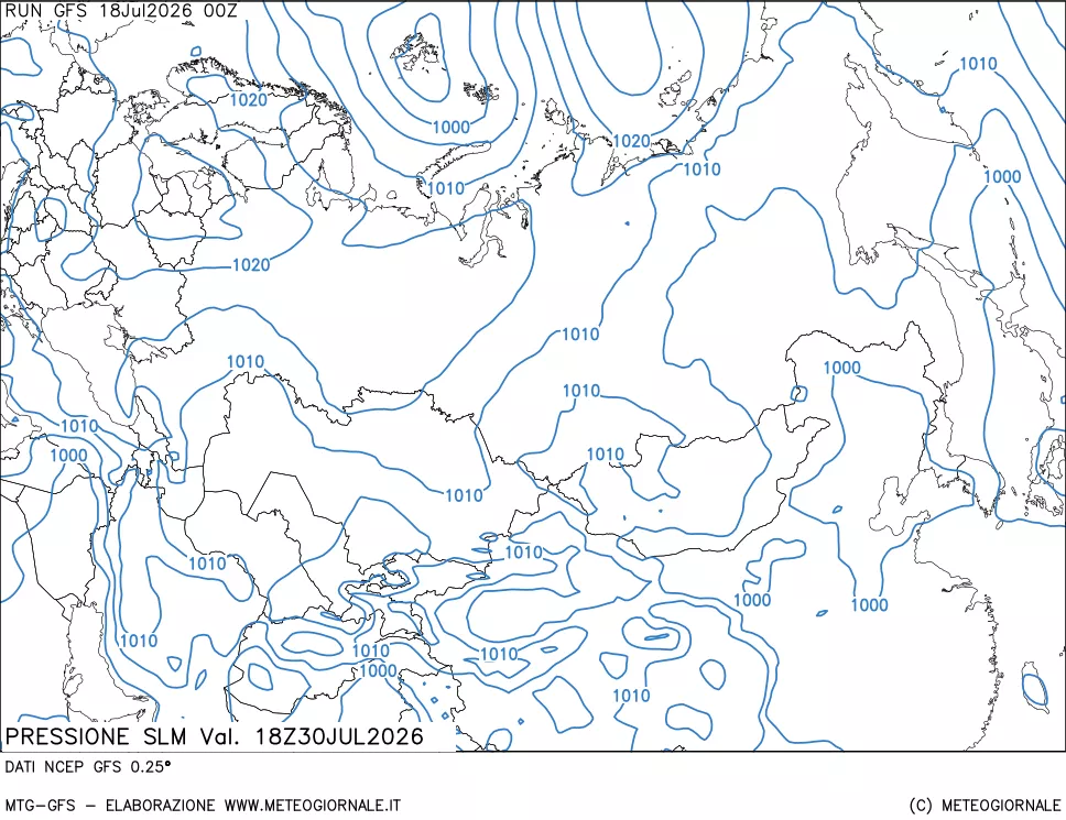 mappa Pressione sul livello del mare