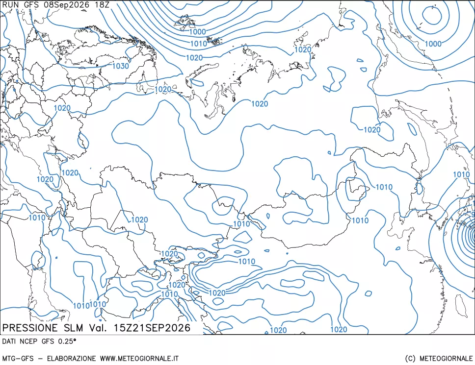 mappa Pressione sul livello del mare