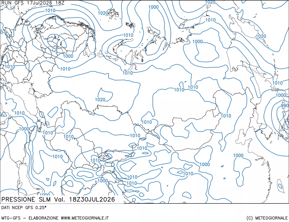 mappa Pressione sul livello del mare