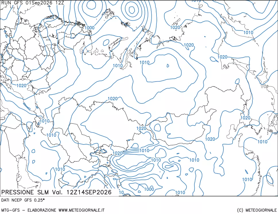 mappa Pressione sul livello del mare