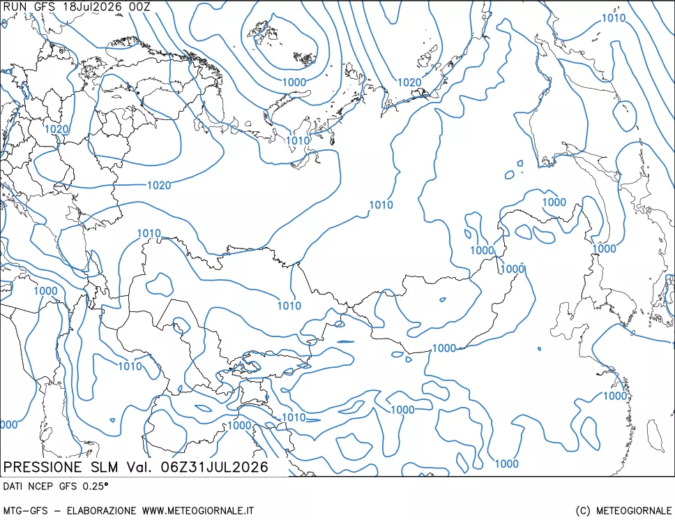 mappa Pressione sul livello del mare