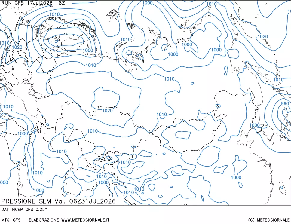 mappa Pressione sul livello del mare