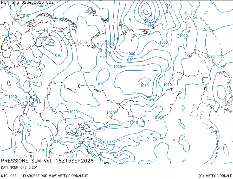 mappa Pressione sul livello del mare