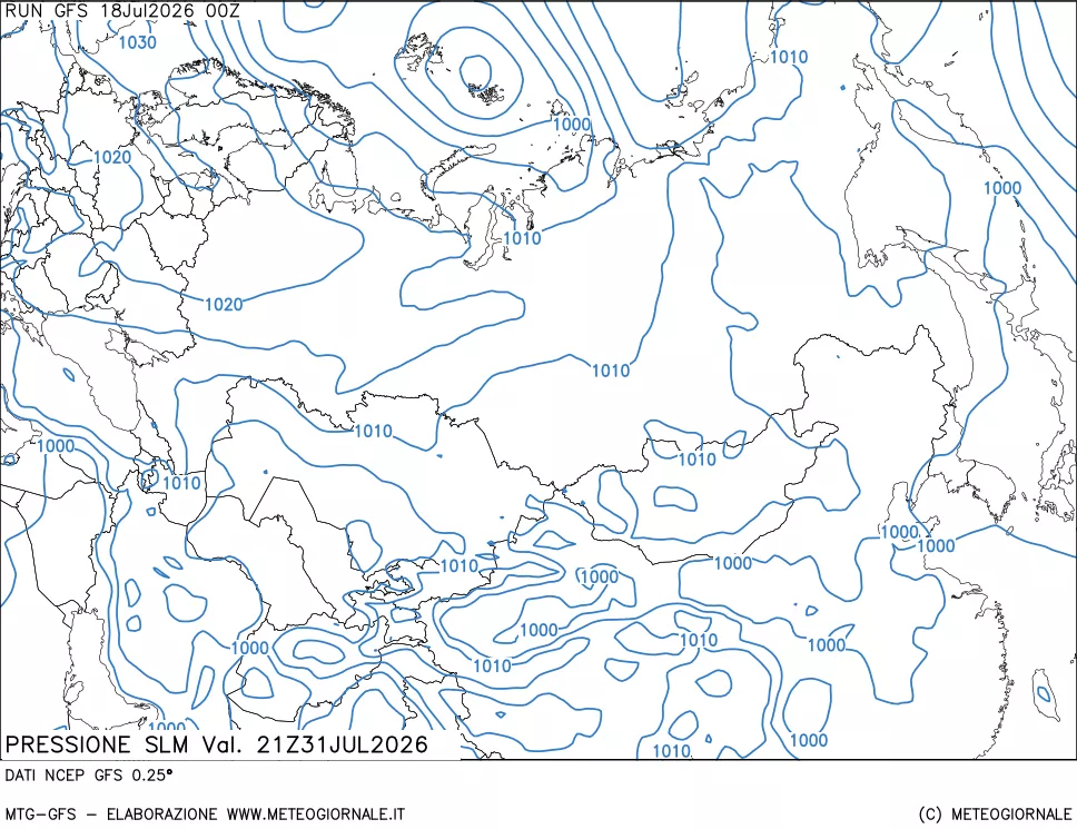 mappa Pressione sul livello del mare