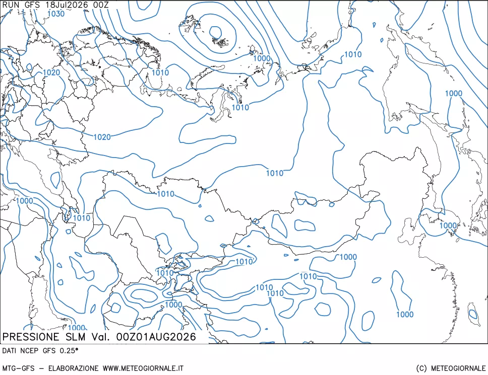 mappa Pressione sul livello del mare