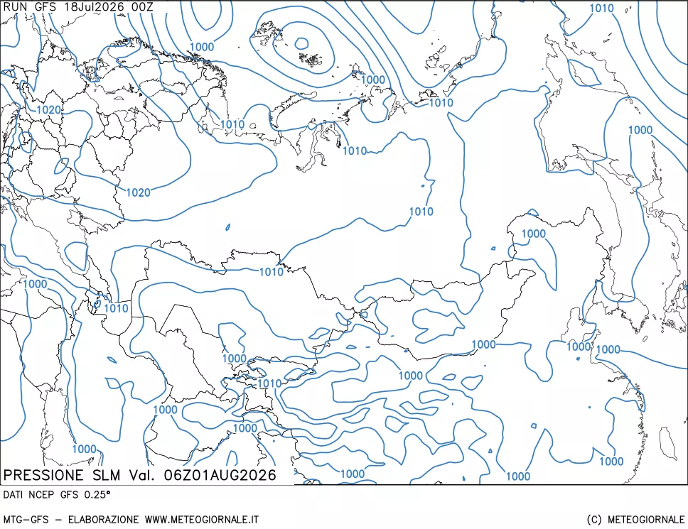 mappa Pressione sul livello del mare