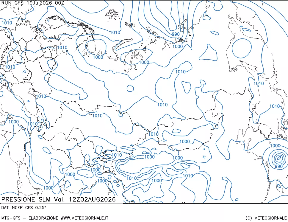 mappa Pressione sul livello del mare