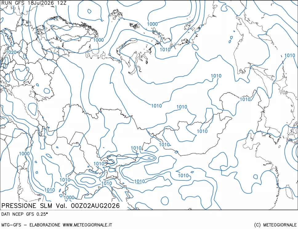mappa Pressione sul livello del mare