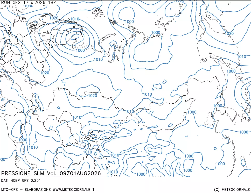mappa Pressione sul livello del mare