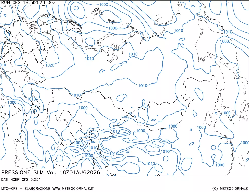 mappa Pressione sul livello del mare