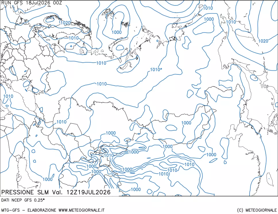 mappa Pressione sul livello del mare