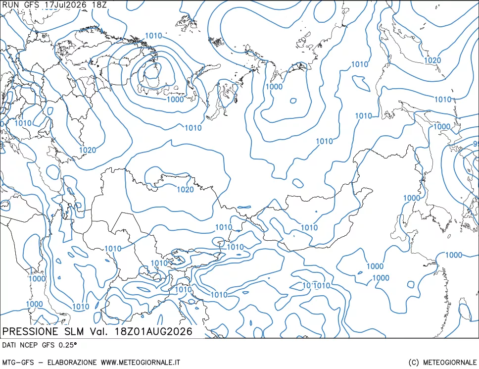mappa Pressione sul livello del mare