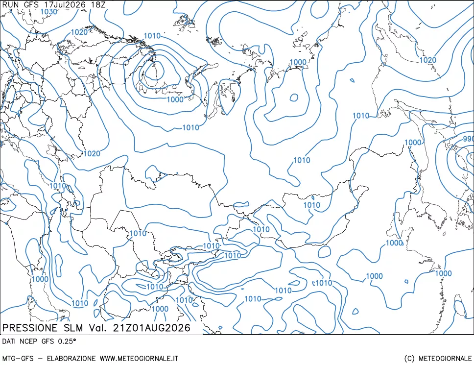 mappa Pressione sul livello del mare