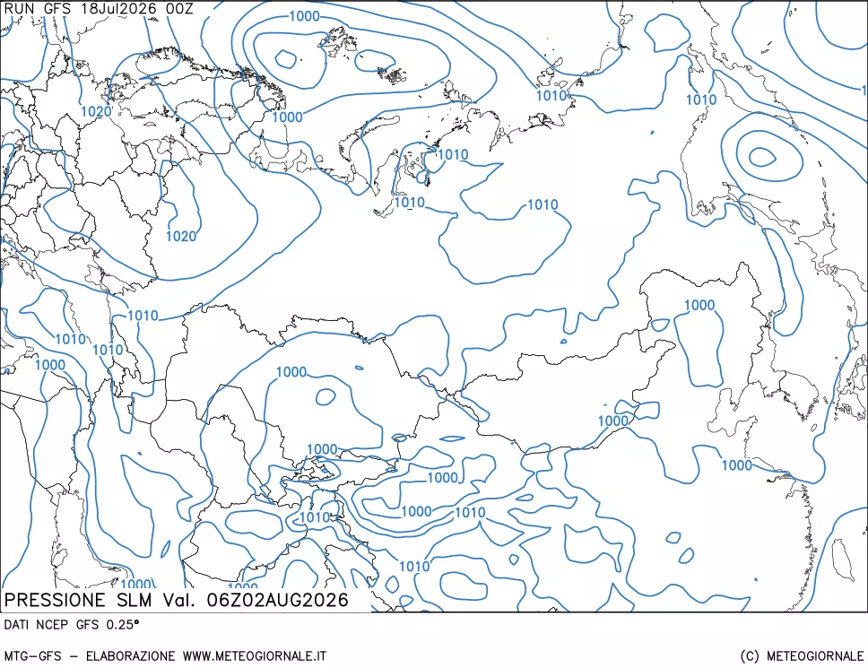 mappa Pressione sul livello del mare